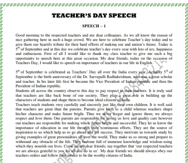 teachers day speech writing