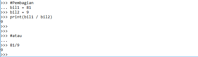 4. Pembagian(/)