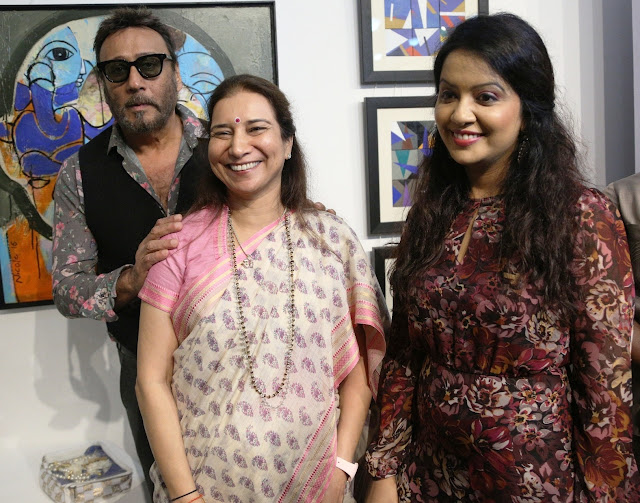 Jackie Shroff, Dr Radhike Khanna, Amruta Fadnavis, during Art Trisomy 21, a 2-day art exhibition by specially abled adults Jackie Shroff, Dr Radhike Khanna, Amruta Fadnavis, during Art Trisomy 21, a 2-day art exhibition by specially abled adults
