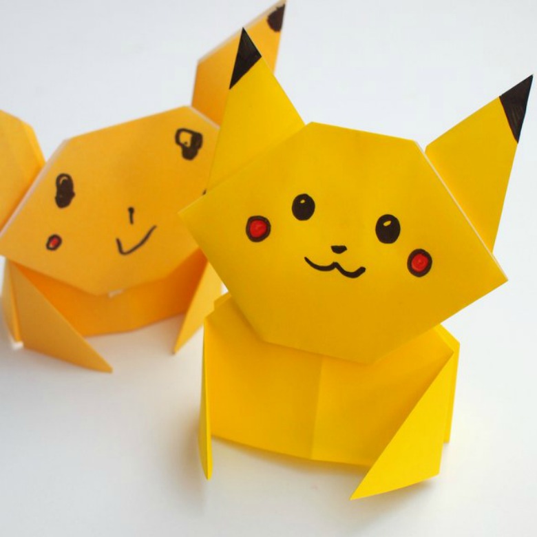 origami pikachu - Pokemon crafts for kids