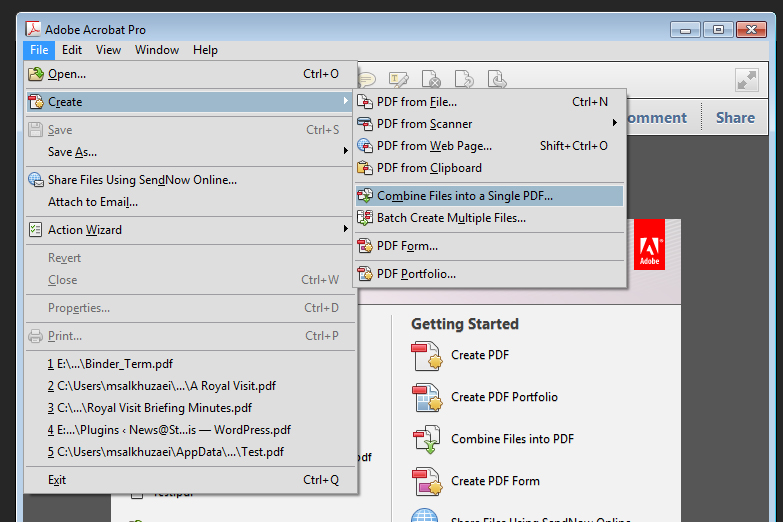 how to merge pdf files in adobe reader