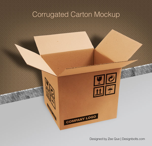 Download Packaging Mockup PSD Terbaru Gratis - Corrugated Carton / Box Packaging Mock-up PSD