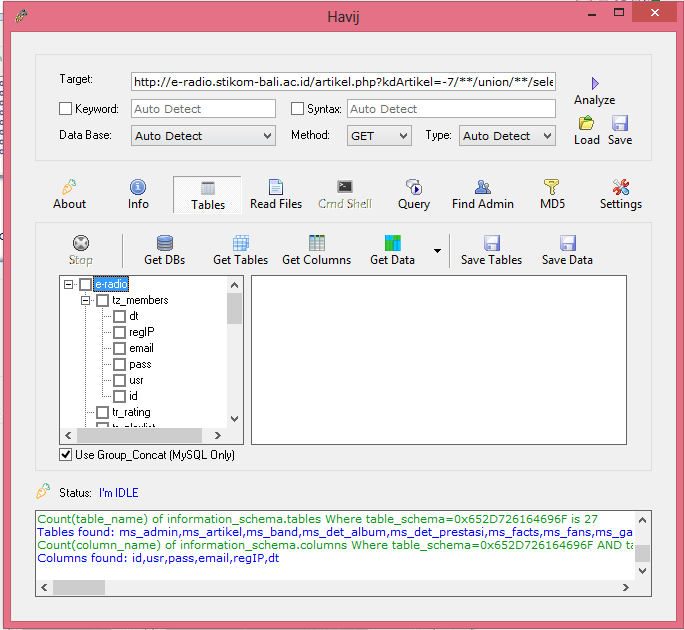 Information schema columns