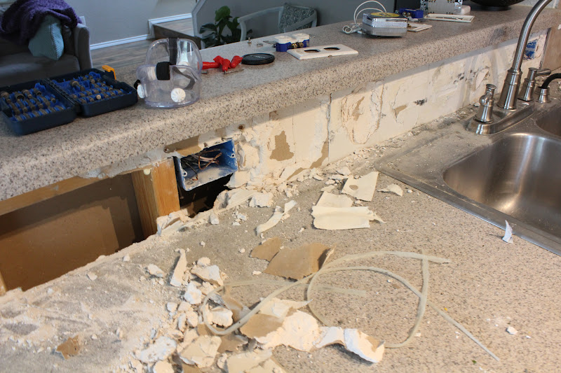 home, thrifty home Retiling the Backsplash Demolition and Cement Board