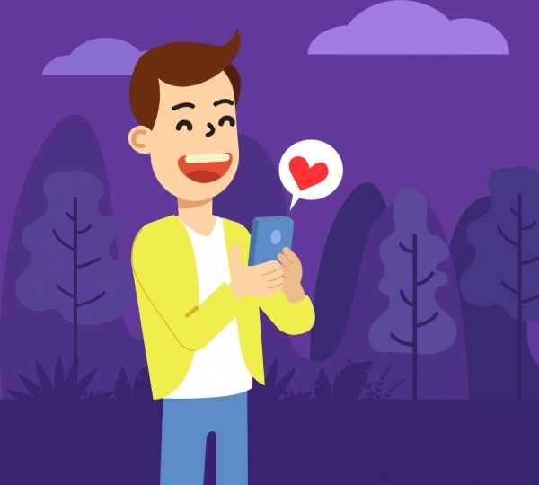 Love painting happy man heart speech bubble icons Free vector