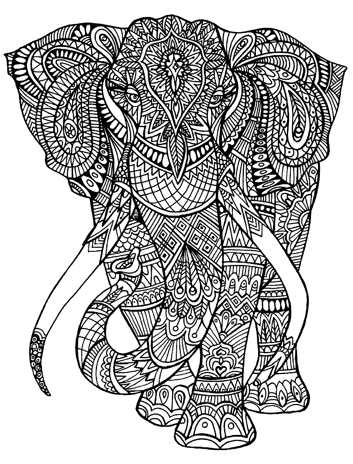 Mewarnai Gambar Ornament Gajah Untuk Dewasa Mewarnai Gambar