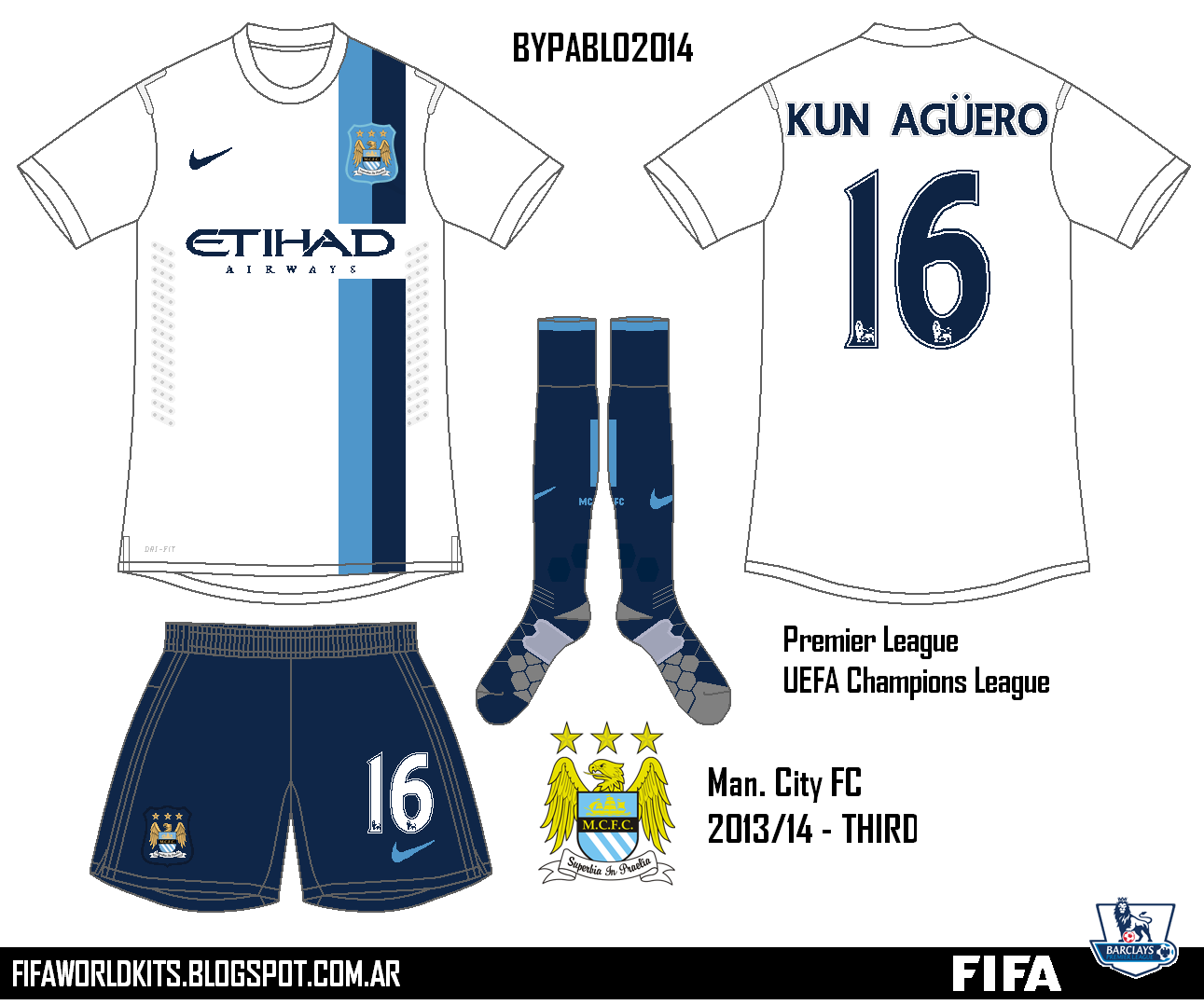 FIFA WORLD KITS ARGENTINA: Manchester City | Home - Away - Third 2013/14