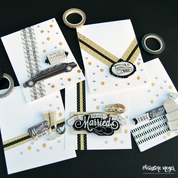 Five Wedding Card Ideas in Ten Minutes using Washi Tape and 1 Sheet of Stickers