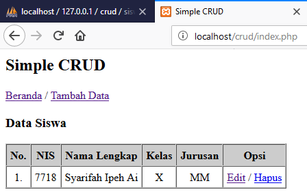 Cara Membuat Web CRUD Data Siswa Sederhana dengan PHP dan MySQL | Suka ...