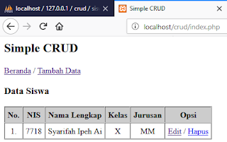 Cara Membuat Web CRUD Data Siswa Sederhana dengan PHP dan MySQL | Suka ...