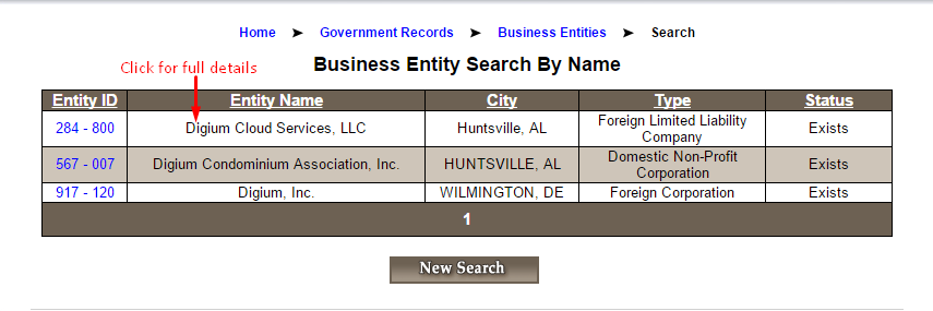 U S States Corporation Search Business Eny Click On Search For The Result Page To Follow Contains A List Of Enies That Name Given As Shown In Screenshot
