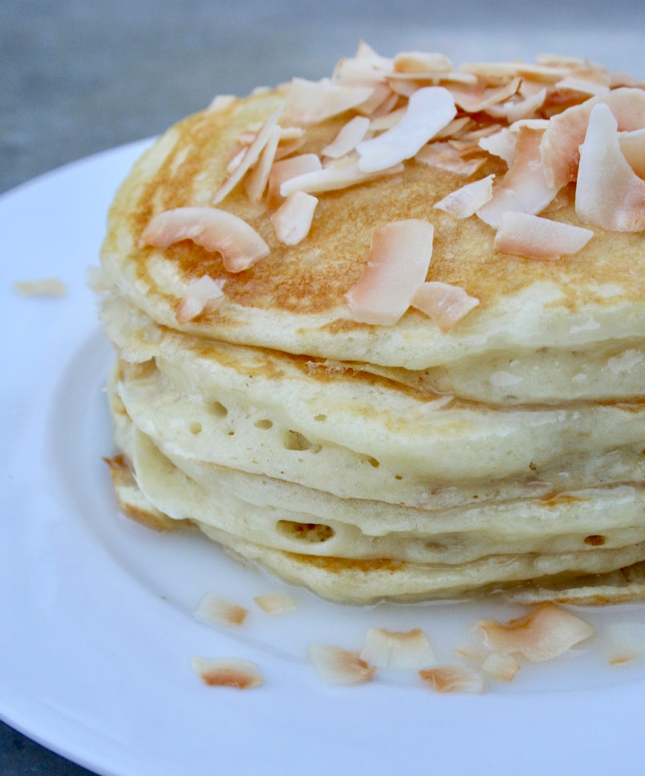 Toasted Coconut Pancakes with Coconut Syrup
