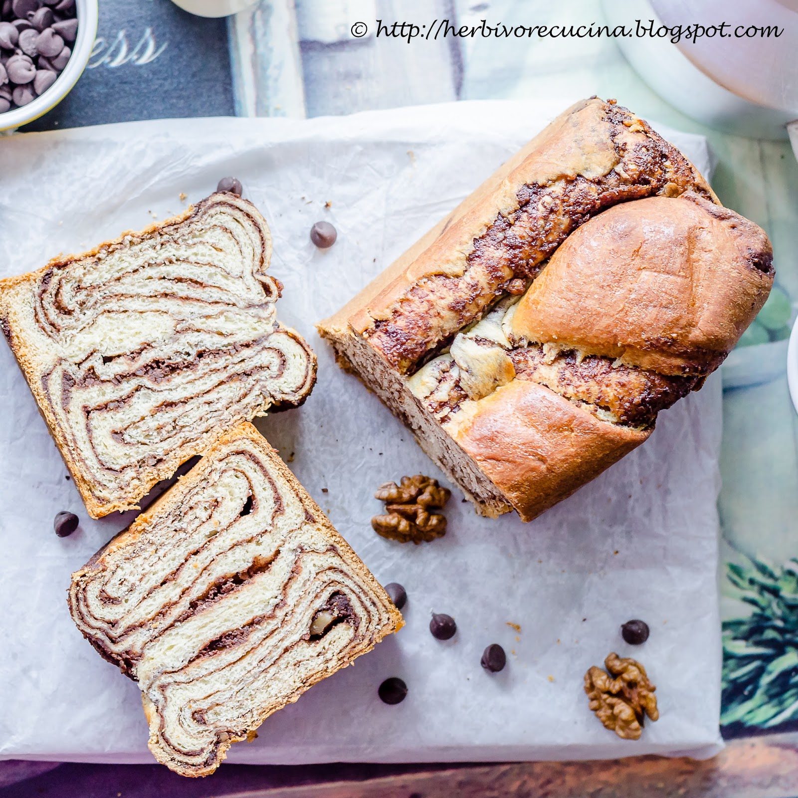 Herbivore Cucina Croatian Povitica Chocolate Walnut Swirl Bread for