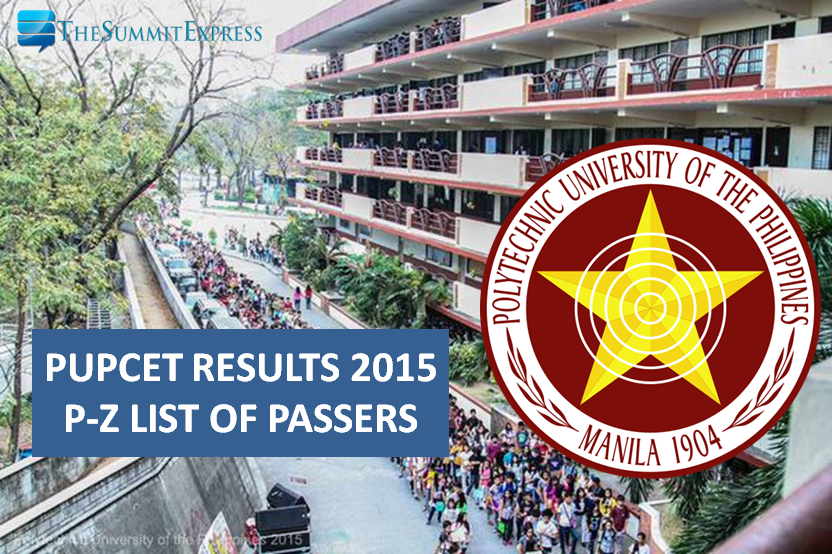 PUPCET Results 2015 now out, P-Z List of Passers
