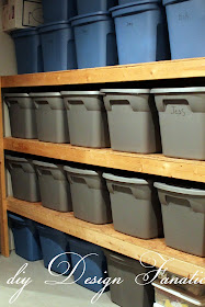 storage, diydesignfanatic.com, storage shelves, diy storage shelves, basement storage, garage storage