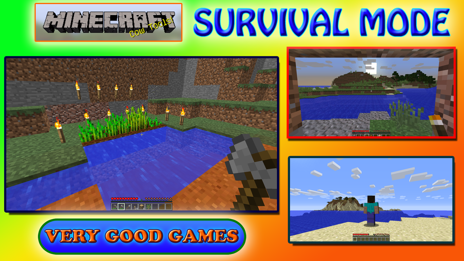 A Minecraft tutorial on Very Good Games about the Survival mode of the game