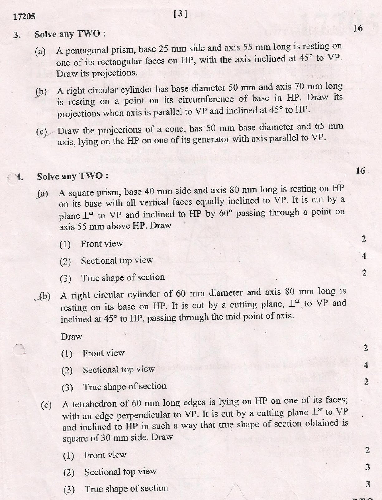 MSBTE 17205 Engineering Drawing 2013 Question Paper Images PDF