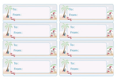 Free Small To/From Tags from the Summer Santa Stationery Set created by Robert Aaron Wiley for Microsoft Office Online
