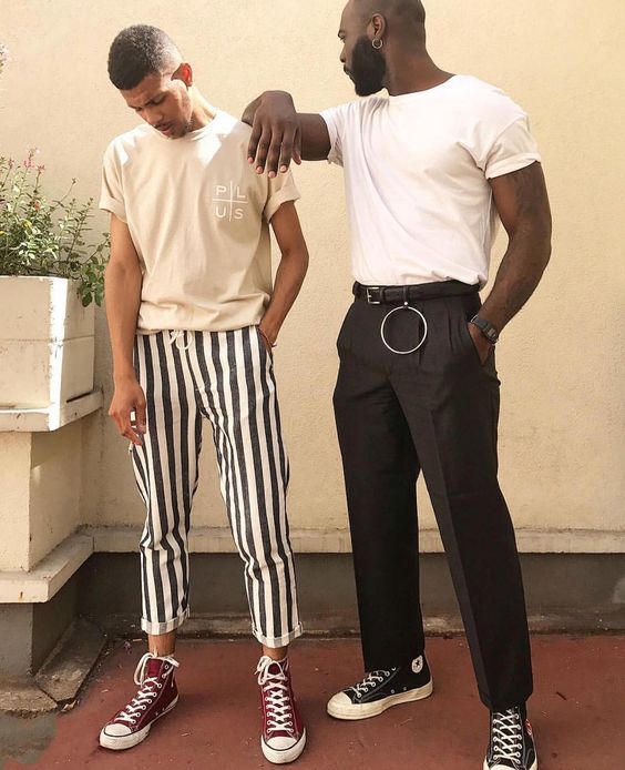 calça listrada vertical masculina