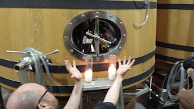Nathan venerating Russian River, De Garde, and Alu on his foeder