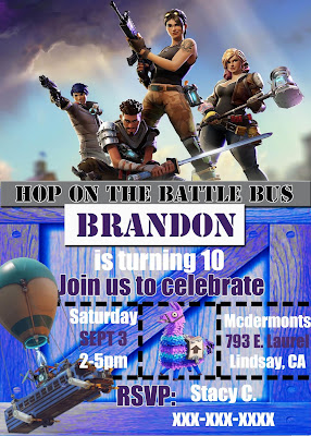 Invitation from Free Fortnite Party Printables | Mandy's Party Printables