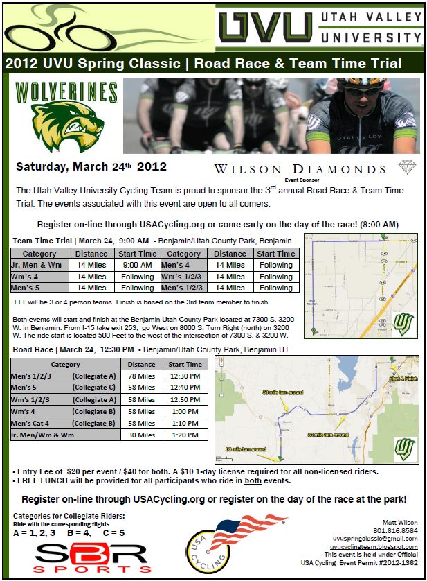 UVU Cycling Team: 2012 UVU Spring Classic | March 24th, 2012