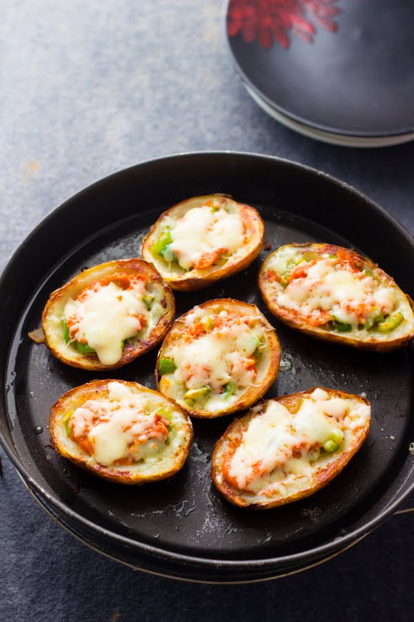  Baked Stuffed Potato Skins Capsicum Tomato Mozzarella Cheese Olive oil gluten free