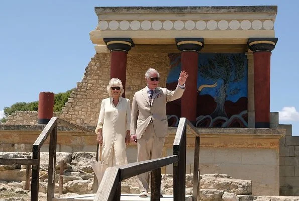 Prince Charles of Wales and Duchess Camilla of Cornwall visited the Knossos Archaeological Site and Knossos Research Centre in Crete. Acharnes