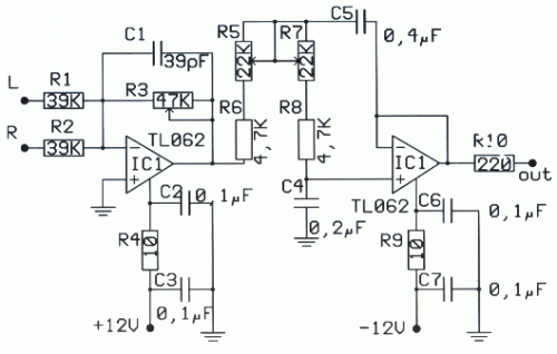 Subwoofer Pre-Amp Filter Circuit - Electronic Circuit