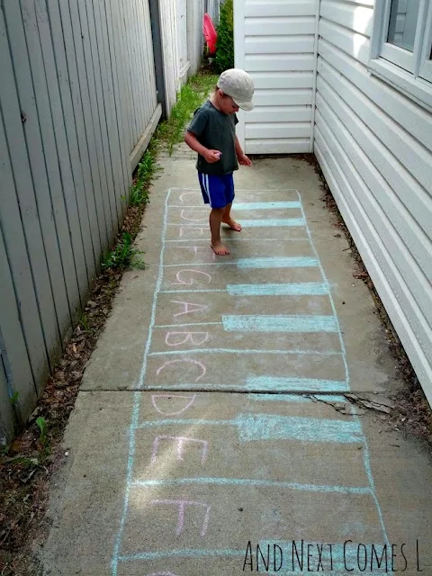 Outdoor music theory games for kids using a giant chalk keyboard