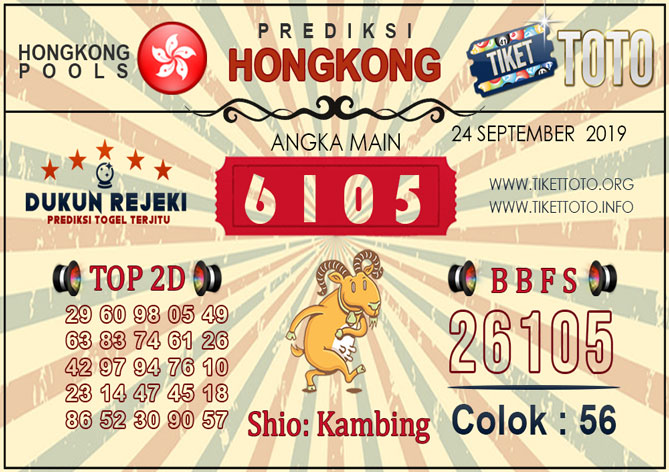 Prediksi Togel HONGKONG TIKETTOTO 24 SEPTEMBER 2019
