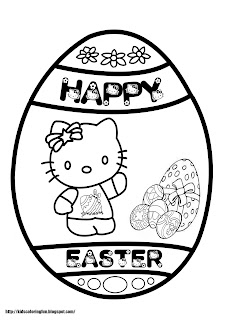 Hello Kitty Happy Easter coloring page for kids