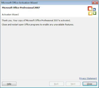 office 2007 activation confirmation code