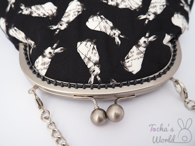black, white, meadow, rabbit, clasp frame, bag, clutch, chain, beaded, cotton, lining, Remnant Kings, quilted, wadding, polyester, Glasgow, Scotland, ethical fashion, Tocha's World