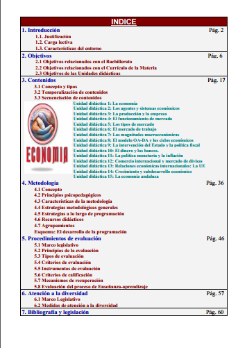 indice programacion didactica oposiciones secundaria economia