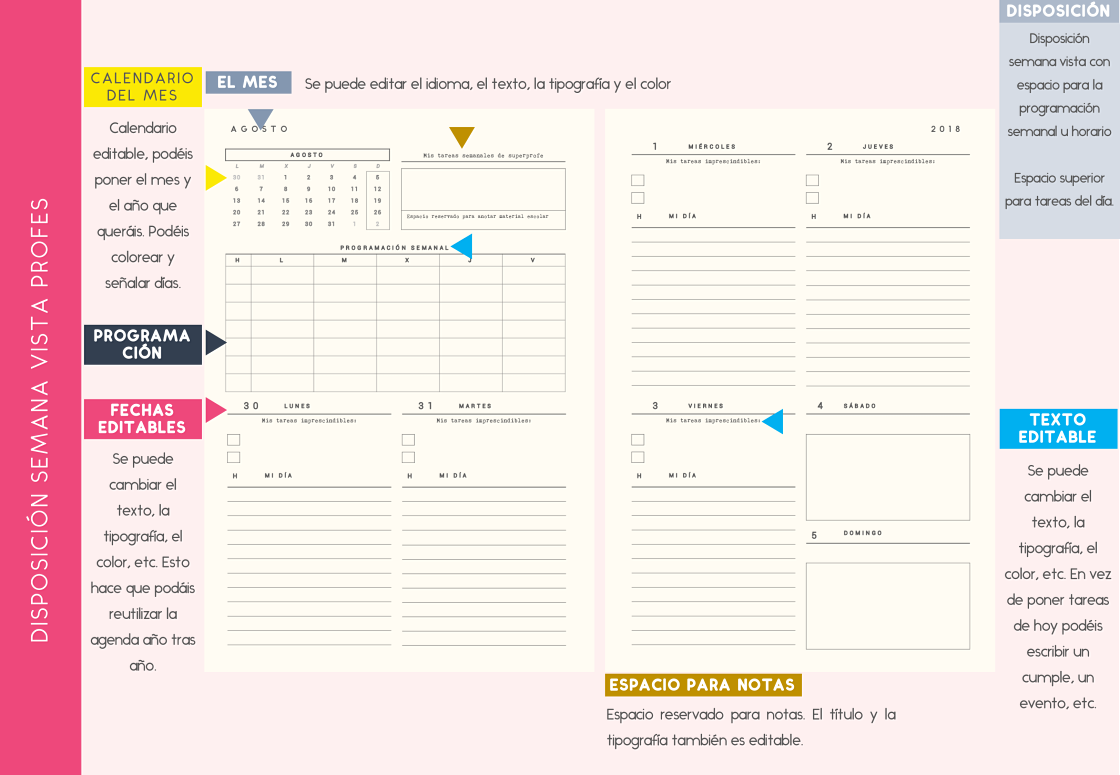 AGENDA 2019 BONITA IMPRIMIBLE PROFESORES
