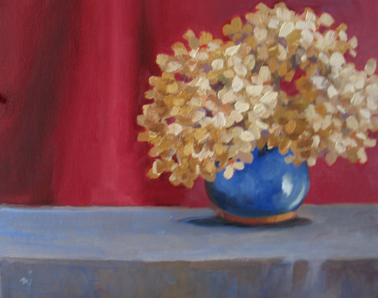 Nel's Everyday Painting Dried Hydrangeas 2, Revised SOLD