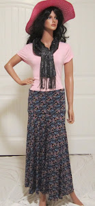 Long Retro Floral Print Maxi in Black with Blue and Purple Flowers