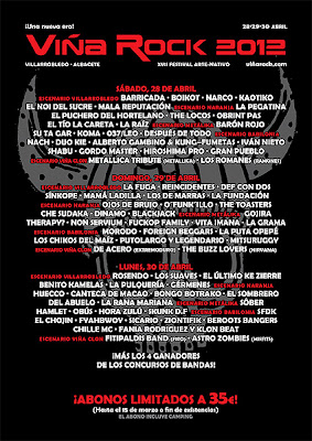 Cartel definitivo y reparto de bandas del Viña Rock 2012