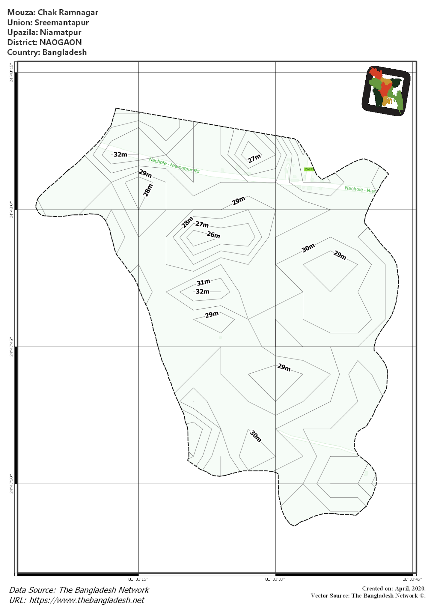 Map of Chak Ramnagar Mouza of Niamatpur Upazila, NAOGAON, Bangladesh.
