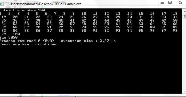 Programmers Area: C++ program to find the sum of first n natural numbers