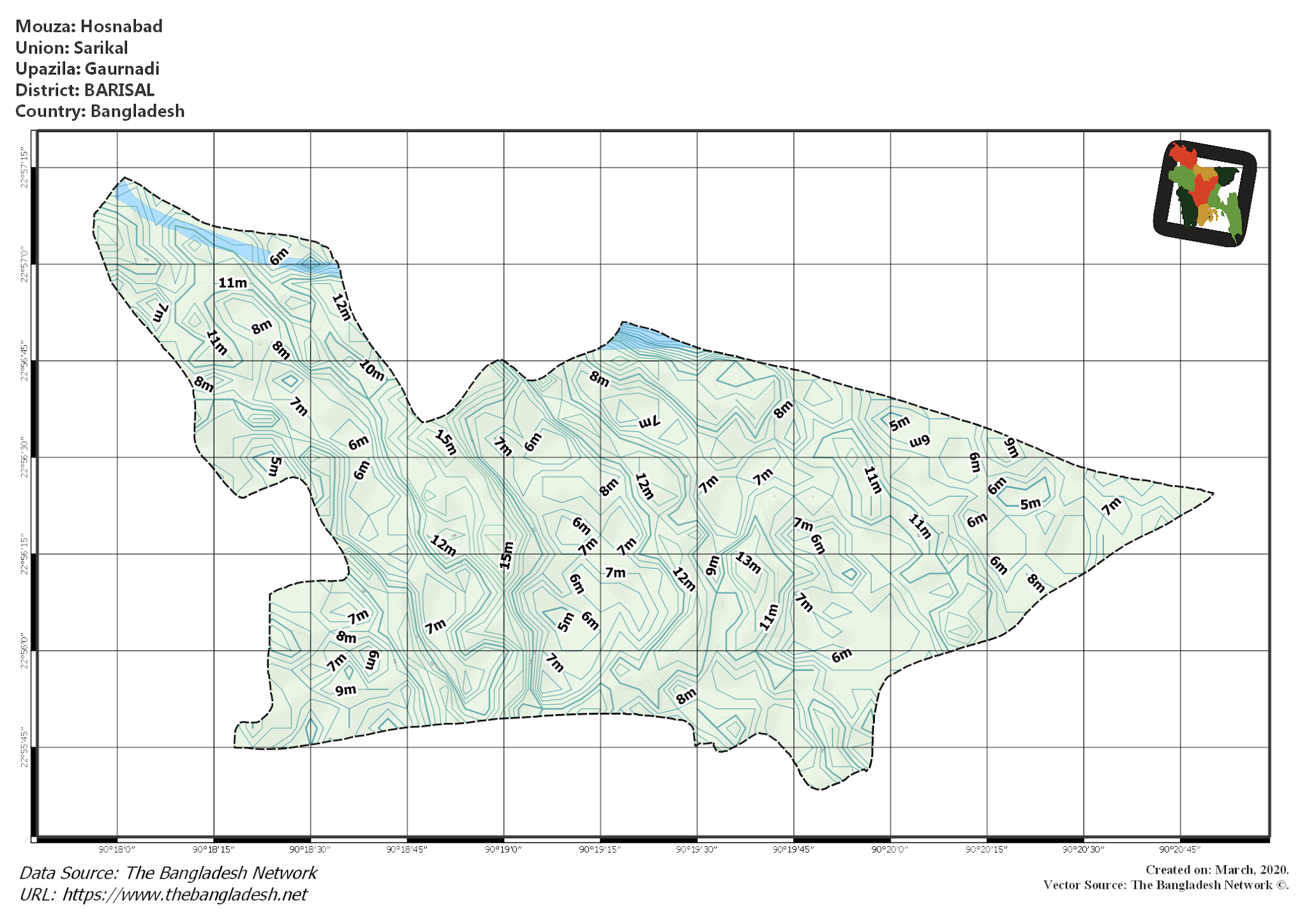 Map of Hosnabad Mouza of Gaurnadi Upazila, BARISAL Map of Hosnabad Mouza of Gaurnadi Upazila, BARISAL, Bangladesh.