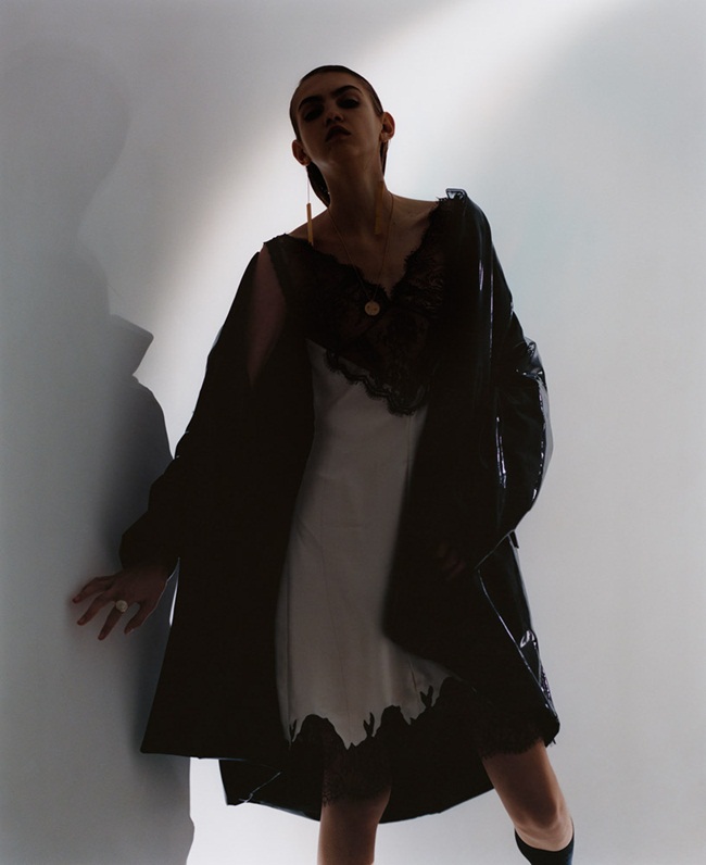 CR Fashion Book Spring/Summer 2016, Molly Bair by Janneke Van Der Hagen 2016 SS Céline Sheer Lace Slip Dress Editorials