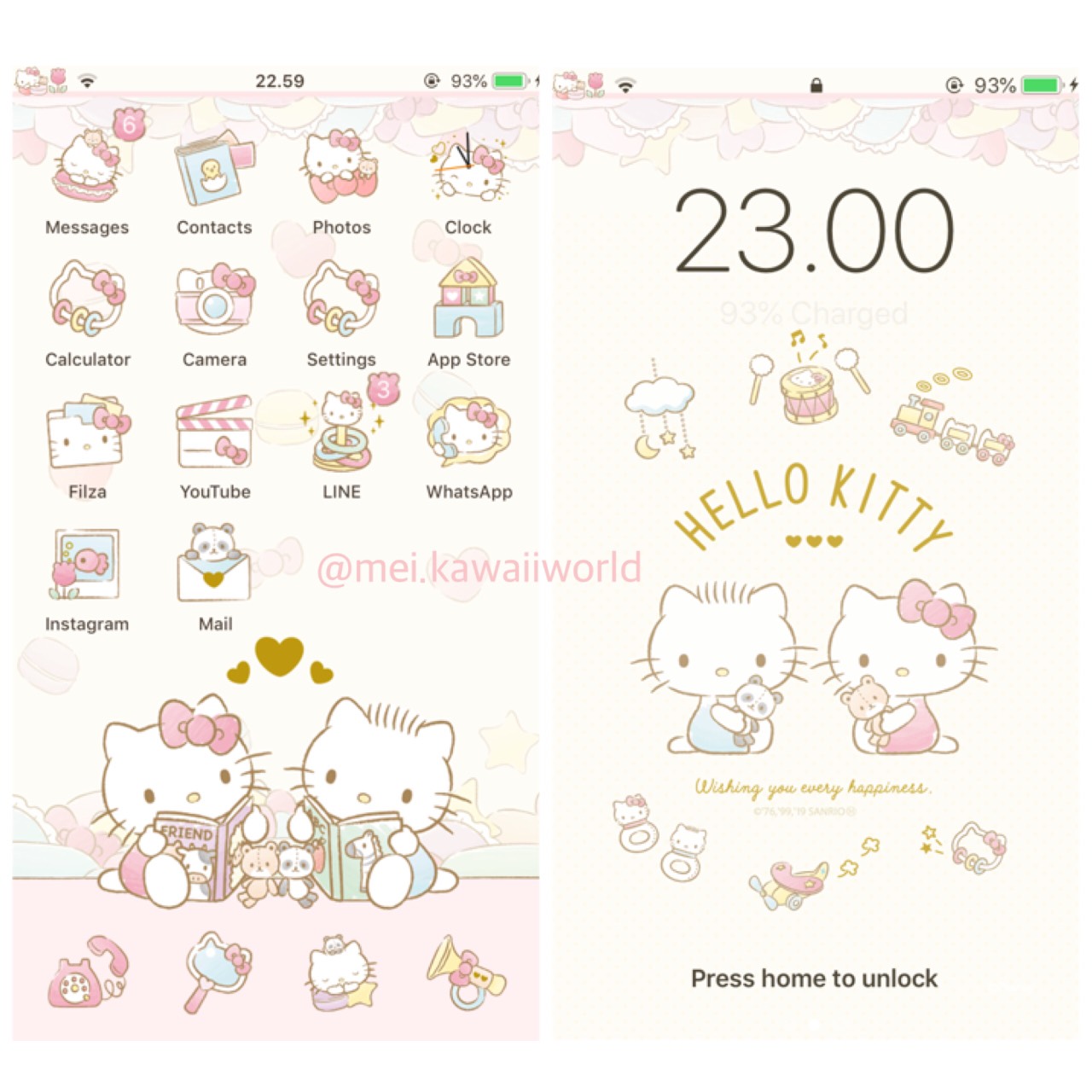 Hello Kitty theme by babigirlbunni : Install this iOS theme without  jailbreak on your iPhone or iPad !