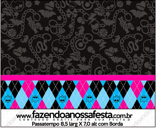 Monster High Negro: Etiquetas para Candy Bar para Imprimir Gratis. Etiquetas de Monster High Negro para imprimir gratis.