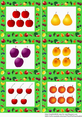 fruit flashcards in plural for teaching kids