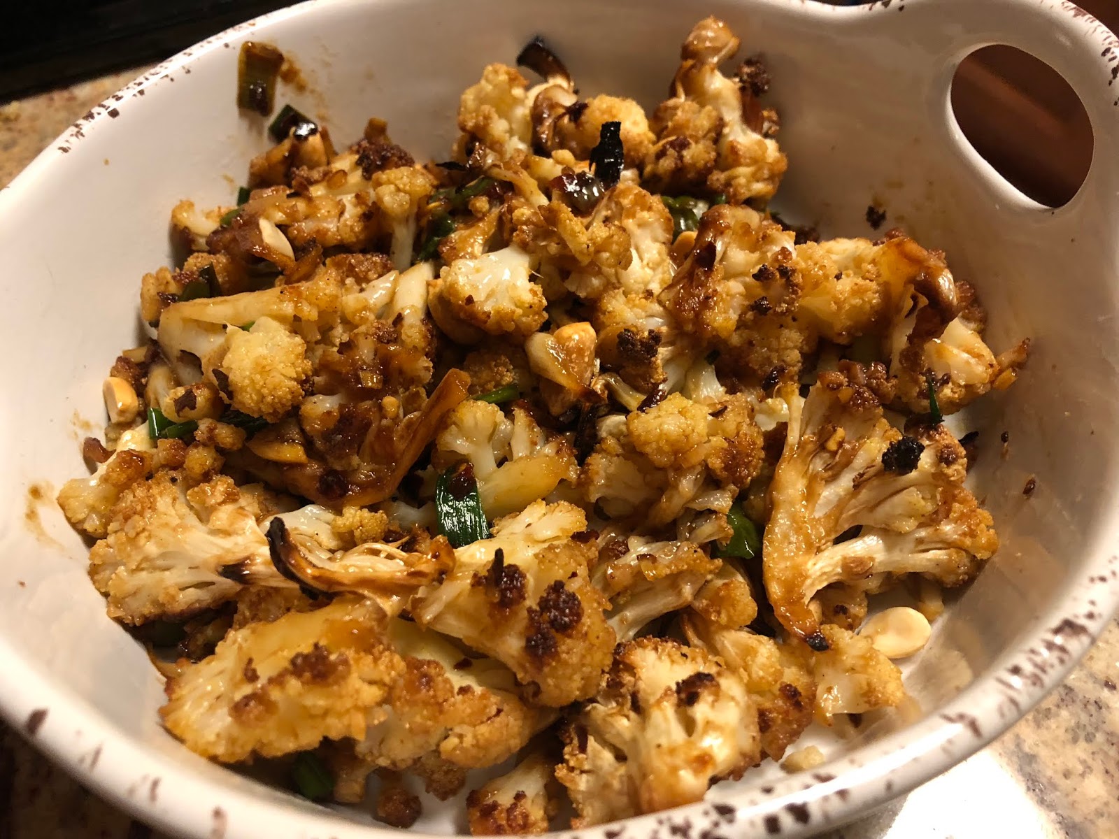 Roasted Cauliflower with Kung Pao sauce