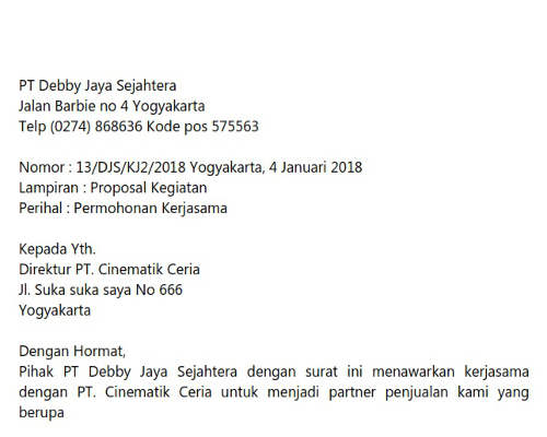 Surat Permohonan Kerja Sama
