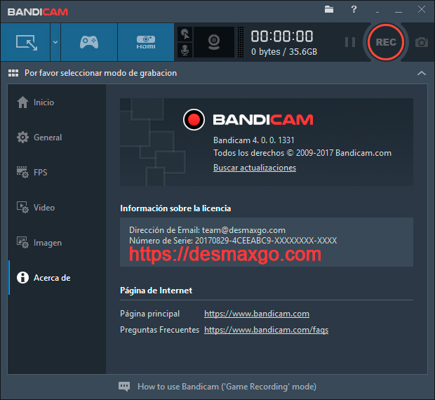 Bandicam 4 captura de registro software