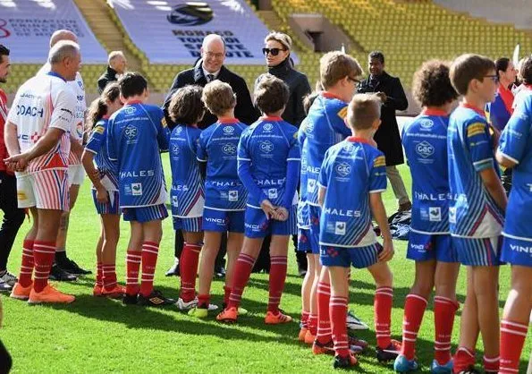 Prince Albert Princess Charlene, Crown Princes Jacques and Princess Gabriella attended the 8th Sainte Devote International Rugby tournament